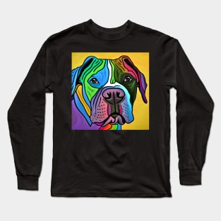 Pitbull Dog Rainbow Painting Long Sleeve T-Shirt